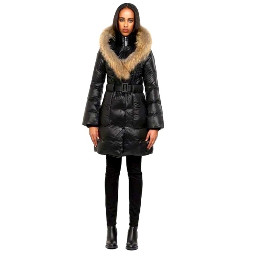 MACKAGE CANDICE-SP ARMY LONG WINTER DOWN COAT WITH FUR HOOD Size XS